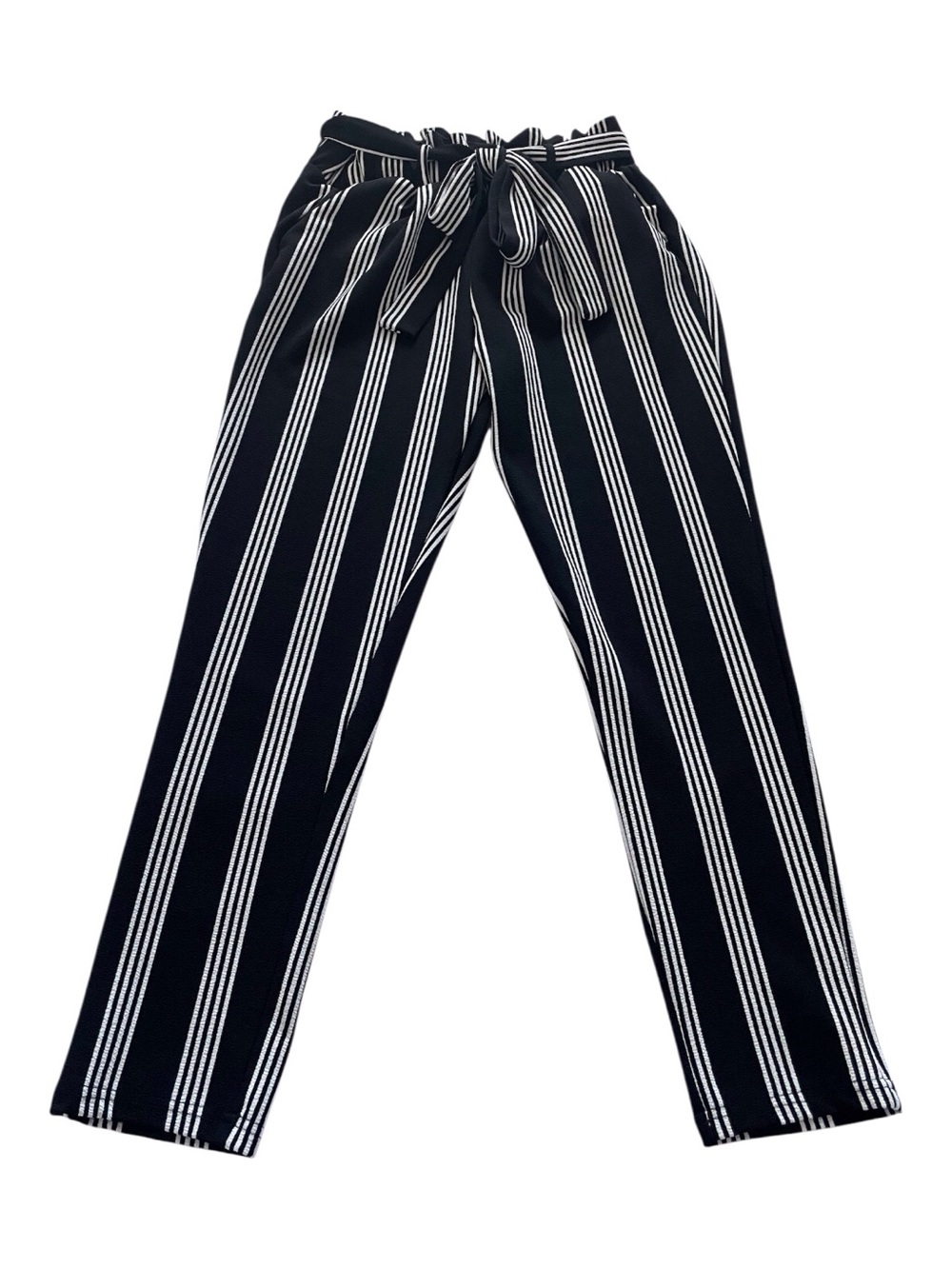 Harper Striped High-Waisted Pants with Belt ,S.